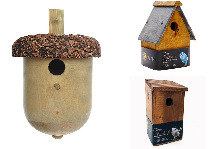 A selection of garden bird nest boxes